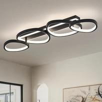 „Qamra Modern“ 4-žiedų lubinis šviestuvas, juodas LED lubinis šviestuvas, 82 cm, 4000 K | 60 W lubinis šviestuvas, pagamintas daugiausia iš aliuminio, geležies ir silikono, tinkamas miegamajam, svetainei, prieškambariui ir virtuvei