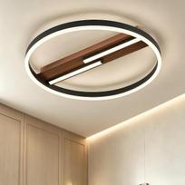 „Qamra“ juodas apvalus metalinis LED lubų šviestuvas, 50 cm, svetainės lempa