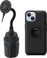 „Quad Lock“ automobilinis telefono laikiklis, skirtas puodelių laikikliui, su dėklu „MAG“ „iPhone 14“ ir belaidžio įkrovimo galvute „MAG“ (V2)