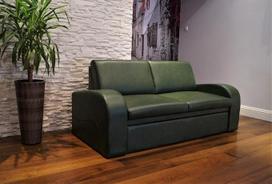 „Quattro Meble Oslo FS“ 2,5 vietų sofa iš tikros odos, žalia, plotis 180 cm, su miego funkcija. Odinė sofa iš tikros odos. Didelis spalvų pasirinkimas