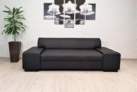 „Quattro Meble“ „Toledo Nero“ 2,5 vietų sofa „London“ iš natūralios odos, 220 cm, juoda