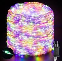 „Quntis“ IP65 lauko girliandos, 50 m, 1000 LED lempučių virvė, spalvingos Kalėdų girliandos, maitinamos iš elektros tinklo, su 8 režimais ir atminties funkcija, Kalėdų dekoracija eglutei, terasai, balkonui, sodui, sienai, kambariui, namams