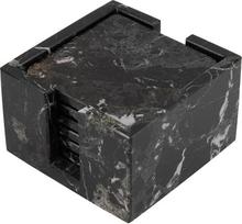 „Radicaln Square“ marmuriniai padėkliukai, 6 vnt. rinkinys su laikikliu, juodi, 3,5