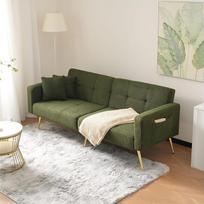 „RanRan“ sofos-lova, 180 x 200 cm, su lovos funkcija, reguliuojamu atlošo kampu, auksinėmis kojomis, pagalvėle ir šoninėmis daiktų laikymo kišenėmis