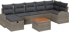 „Rantry“ sodo sofų komplektas su pagalvėlėmis ir daiktų laikymo dėže, 8 vnt., pilkos spalvos, poliratanas, modelis 3360849
