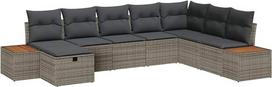„Rantry“ sodo sofų komplektas su pagalvėlėmis ir daiktų laikymo dėže, 8 vnt., pilkos spalvos, poli-rotango sodo baldai, modelis 3360988