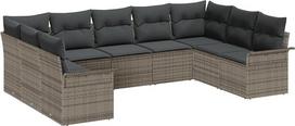„Rantry“ sodo sofų komplektas su pagalvėlėmis, pilkos spalvos poli-rotango sodo baldai, modelis 3345519