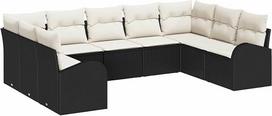 „Rantry“ sodo sofų komplektas, kampinė sofa iš dirbtinio rotango, juoda ir balta, lauko naudojimui, terasai, modelis 3354866