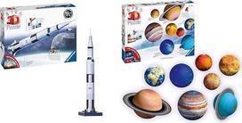 „Ravensburger“ 3D dėlionė 11545 – „Apollo Saturn V“ raketa ir 3D dėlionė „Planetų sistema“ 11668 – planetos kaip 3D dėlionės rutuliai