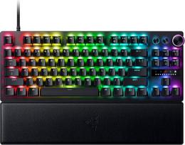 „Razer Huntsman V3 Pro TKL“ (analoginiai jungikliai) – žaidimų klaviatūra be skaitmeninės klaviatūros – „Quick Release“ (režimas „Strike“, reguliuojami analoginiai optiniai jungikliai nuo 0,1 iki 4 mm), AZERTY klaviatūra | Juoda, FR išdėstymas