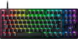 „Razer Huntsman V3 Tenkeyless 8 kHz“ – analoginė optinė e. sporto klaviatūra – „Snap Tap“ – „HyperPolling“ 8000 Hz – integruoti nustatymų reguliatoriai – papildomi multimedijos klavišai – TKL 80 % forma – „QWERTZ DE“ išdėstymas | Juoda