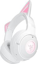 „Razer Kraken Kitty V2 BT“ belaidės „Bluetooth“ RGB ausinės su kačiuko ausimis, skirtos žaidimams ir transliacijoms (325 g, „Triforce“ 40 mm garsiakalbis, „Bluetooth“ 5.2, triukšmo slopinimo mikrofonas, 40 valandų baterijos veikimo laikas) Baltos