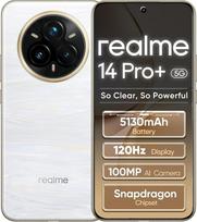 „realme 14 Pro+ 5G“ išmanusis telefonas, 8GB + 256GB, baltas | 5130 mAh baterija, 80 W greitasis įkrovimas, 6,83 colio ekranas, atnaujinimo dažnis 120 Hz, 108 MP kamera, „Snapdragon 7s Gen 3“, IP69