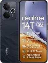 „realme 14T 5G“ telefonas, 8+ 256GB, dvi SIM kortelės, 5G „Dimensity 6300“ lustas, 5260 mAh baterija, 6,67 colių 120 Hz AMOLED e-sporto ekranas, IP69, NFC, obsidiano juodos spalvos (komplekte yra 45 W maitinimo šaltinis)