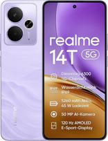 „realme 14T 5G“ mobilusis telefonas, 8+ 256GB, dvi SIM kortelės, 5G „Dimensity 6300“ lustas, 5260 mAh baterija, 6,67 colių 120 Hz AMOLED e-sporto ekranas, IP69, NFC, „Lightning Purple“ spalva (komplekte yra 45 W maitinimo šaltinis)