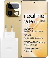 „realme 16 Pro+ 5G“ AI išmanusis telefonas, 12+512GB, 200 MP „LumaColor“ kamera, 7000 mAh titano baterija, 80 W „Ultra Charge“ įkrovimas, „Snapdragon 7 Gen 4“, 6,8 colių 144 Hz AMOLED ekranas, IP69, auksinis