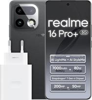 „realme 16 Pro+ 5G“ išmanusis telefonas, 8GB + 256GB, pilkos spalvos | 7000 mAh baterija, 80 W greitasis įkrovimas, 6,8 colio ekranas, 144 Hz, 200 MP kamera, „Qualcomm Snapdragon 7 Gen 4“, IP69