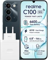 „realme C100 5G“ išmanusis telefonas, 4 + 256GB, 6,8 colių ekranas, 144 Hz, 6600 mAh baterija ir 45 W įkrovimas, „Android 16“, 50 MP kamera, IP64, NFC, žalia spalva, ES versija