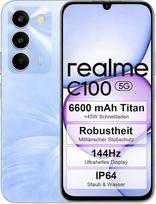 „realme C100 5G“ išmanusis telefonas, 6,8 colio ekranas, 144 Hz, 6600 mAh baterija, 45 W greitasis įkrovimas, IP64, didelis atsparumas smūgiams