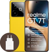 „realme GT 7T 5G“ išmanusis telefonas, 12+256GB, 7000 mAh baterija, 120 W įkrovimas, „Dimensity 8400-MAX“ lustas, 50 MP „IMX896“ kamera, AI planavimo funkcija, 6000 nitų „Pro-Esports“ 120 Hz ekranas, IP69, geltonas, išskirtinai „Amazon“