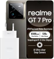 „realme GT 7Pro 5G“ išmanusis telefonas, 12 + 256GB, pilkos spalvos | 6500 mAh baterija, 120 W greitasis įkrovimas, 6,78 colio ekranas, atnaujinimo dažnis 120 Hz, 50 MP kamera, „Snapdragon 8 Gen 3“, IP69