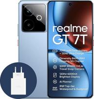 „realme GT 7T 5G“ išmanusis telefonas, 12+256GB, 7000 mAh baterija, 120 W įkrovimas, „Dimensity 8400-MAX“ lustas, 50 MP „IMX896“ kamera, AI planavimo funkcija, 6000 nitų „Pro-Esports“ 120 Hz ekranas, IP69, mėlyna, išskirtinai „Amazon“