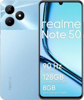 „realme Note 50“ išmanusis telefonas, 4+128GB, ryškus 90 Hz ekranas, iki 8GB dinaminės RAM + 128GB ROM, 13 MP AI kamera, ypač plonas (7,99 mm), galingas 5000 mAh akumuliatorius, dangaus mėlynos spalvos