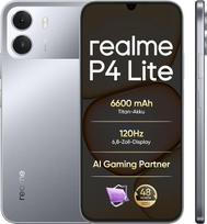 „realme P4 Lite 5G“ išmanusis telefonas, 4 + 64GB, 6600 mAh titano baterija, 6,8 colio 120 Hz ekranas, iki 12GB dinaminės RAM, „ArmorShell“ apsauga, ilgas baterijos veikimo laikas, greitasis įkrovimas, pilkos spalvos