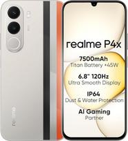 „realme P4X 4G“ išmanusis telefonas, 4GB + 128GB, 6,8 colio 120 Hz LCD ekranas, 7500 mAh titano baterija, 45 W greitasis įkrovimas, 6 W įkrovimas, atsparus smūgiams pagal MIL-STD 810H standartą, IP64, „Next AI“ sistema, „Rally White“ spalva (be įkrovikl