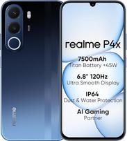„realme P4X 4G“ išmanusis telefonas, 4GB + 128GB, 6,8 colio 120 Hz LCD ekranas, 7500 mAh titano baterija, 45 W greitasis įkrovimas, 6 W įkrovimas, atsparus smūgiams pagal MIL-STD 810H standartą, IP64, „Next AI“ sistema, „Phantom Blue“ spalva (be įkrovik
