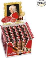 „Reber Mozart“ saldainiai, 100 vnt. pakuotė, stovinė dėžutė, tamsaus šokolado saldainiai, įdaryti pistacijų marcipanu, migdolais ir lazdyno riešutų nuga, 2 kg (100 vnt. pakuotė)