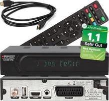 „Red Opticum HD“ palydovinis imtuvas AX 300 su VFD ekranu, suderinamas su PVR – įrašymas į USB, HDMI, SCART, koaksialinis – skaitmeninės televizijos imtuvas, skirtas palydovinei antenai / palydovui / palydovui + „netshop 25“ HDMI kabelis