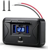 „RED WOLF“ 2 vnt. rinkinys, 78 W, 12 V, USB lizdas, greito įkrovimo, ant paviršiaus montuojamas automobilinis įkroviklis