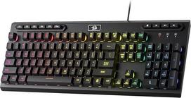 „Redragon K513 RGB“ membraninė žaidimų klaviatūra, standartinė 104 klavišų konfigūracija, klaviatūra su linijiniu mechaniniu paspaudimo jausmu, 5 papildomais integruotais „G“ klavišais makro komandoms, specialiais multimedijos valdymo klavišais, tvirta me