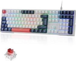 „Redragon K668 RGB“ mechaninė žaidimų klaviatūra, 105+4 klavišai, QWERTY išdėstymas, ispanų kalba | Raudoni jungikliai, keičiama veikimo metu, su sugeriančia puta, 2 rinkiniai su įvairiais mygtukais
