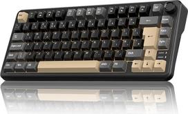 „RedThunder K75“ 70 % belaidė mechaninė žaidimų klaviatūra, su „Creamy Gasekt“ tvirtinimu, garsumo reguliavimo rankenėle, itin kompaktišku 82 klavišų UK išdėstymu, 2,4 G/BT/USB-C, RGB apšvietimu iš apačios, „Hot Swappable Fast Apricot“ jungikliais