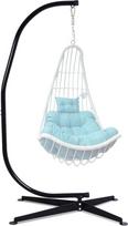 „RELAX4LIFE“ C formos pakabinamos kėdės rėmas, plastiku dengto plieno pakabinamos kėdės rėmas, pakabinamos kėdės stovas, išlaikantis iki 150 kg svorį, pakabinamos kėdės stovas su tvirtu pagrindu, 112 x 79 x 205 cm