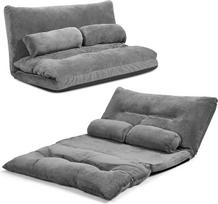 „RELAX4LIFE“ 3-in-1 sofos-lovos pagrindas, sulankstoma miegamoji kėdė su lovos funkcija, sofa-lova su reguliuojamu atlošu ir 2 pagalvėlėmis, grindų sofa, skirta svetainei, miegamajam ir svečių kambariui (pilka)