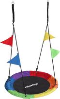„Relaxdays Nest Swing“ apvalios pakabinamos sūpynės su vėliavėlėmis, skirtos vaikams, reguliuojamos, lauko naudojimui, skersmuo 100 cm, išlaiko iki 100 kg, spalvingos