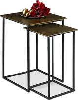 „Relaxdays“ 2 vnt. komplektas: retro stiliaus kvadratiniai metaliniai svetainės staliukai, aukštis 50,5 ir 55,5 cm, auksiniai/juodi
