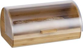 „Relaxdays“ bambukinė duonos dėžė su ritininiu dangčiu, didelė, duonos dėžė su dangčiu, išsauganti aromatą, matmenys (aukštis x plotis x gylis): 19 x 38 x 26 cm, mediena, natūralios spalvos