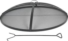 „Relaxdays“ kibirkščių apsauga, skirta 90 cm skersmens laužavietei, su rankena, apvali, plieninė, juoda