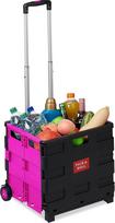 „Relaxdays“ sulankstomas pirkinių vežimėlis su teleskopine rankena, 2 guminiais ratais, iki 35 kg, aliuminis ir ABS, rožinis