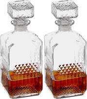 „Relaxdays“ viskio karafa, stiklinė, dekanteris viskiui, konjakui, romui, džinui, 900 ml, šnapsų karafa namų barui, skaidri 10027876 (2 vnt. rinkinys)