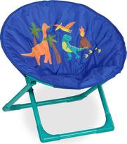 „Relaxdays“ „Moonchair“ vaikų kėdė su dinozaurų motyvu, sulankstoma, aukštis x plotis x gylis: 47 x 50 x 48 cm, vaikų kėdė, vaikų kėdė, skirta naudoti lauke ir patalpose, mėlyna