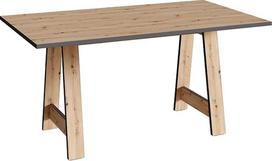 „Riess Ambiente Loft Industrial“ valgomojo stalas, 160 cm, natūralios antracito pilkos spalvos, ąžuolo imitacija, A formos kojos, tvirtas, lengvai valomas | individualus medienos raštas, pramoninis dizainas, natūralus išvaizda, interjero aksesuaras, ąžuol