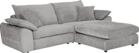 „Riess Ambiente SOHO“ stilinga didelė 265 cm ilgio pilka šenilinė trisėdė sofa su „Wave“ atrama, aptraukta iš visų pusių | Į komplektą įeina 2 pagalvėlės, „Nosag“ spyruoklinė pakaba, aptraukta iš visų pusių, lengvai prižiūrima, atlaiko iki 110 kg svorį