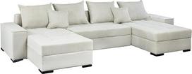 „Riess Ambiente XXL Living Area Lodge“ – 315 cm – šampaninio atspalvio smėlio spalva – audinio sofos-lova su miego funkcija | Miego paviršius 266 x 137 cm, įskaitant 6 pagalvėles, integruota daiktų laikymo dėžė, lengvai prižiūrima