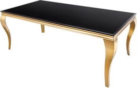 „Riess Ambiente“ valgomojo stalas „Modern Baroque“, 180 cm, juodos ir auksinės spalvos opalo stiklas | 8 vietų, aukštos kokybės, prabangus stilius, elegantiška išvaizda, nerūdijančio plieno rėmas