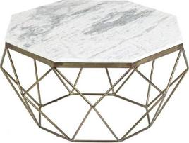 „Riess Ambiente“ „Diamond“ kavos staliukas, 70 cm, baltas marmuras, rankų darbo | Aukštos kokybės, išskirtinis dizaino akcentas, skirtas svetainei, elegantiška išvaizda, unikalus, geležinis rėmas